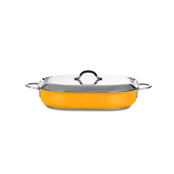 Bon Chef Classic Country French Oblong Pan W/Lid  15" X 11" X 2 7/8"  5 Qt - 60023CFCLDYellow