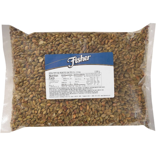 Pepitas de calabaza Fisher Fisher asadas con sal marina 5 libras - 80594
