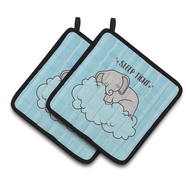 Carolines Treasures Nursery Sleep Tight Elephant Pair of Pot Holders - BB7475PTHD