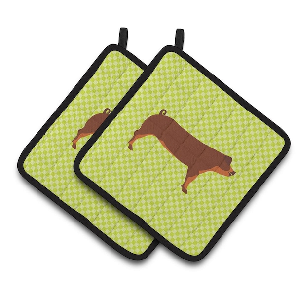 Carolines Treasures Duroc Pig Green Pair of Pot Holders - BB7768PTHD