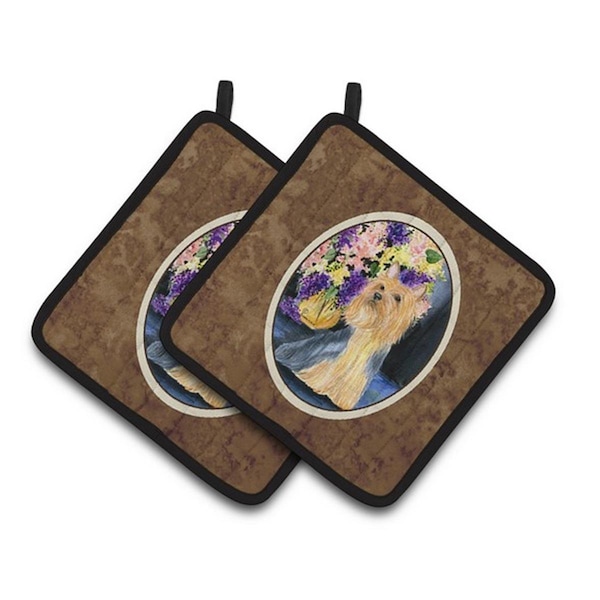 Carolines Treasures Silky Terrier Pair of Pot Holders, 7.5 x 3 x 7.5 in. - SS8293PTHD