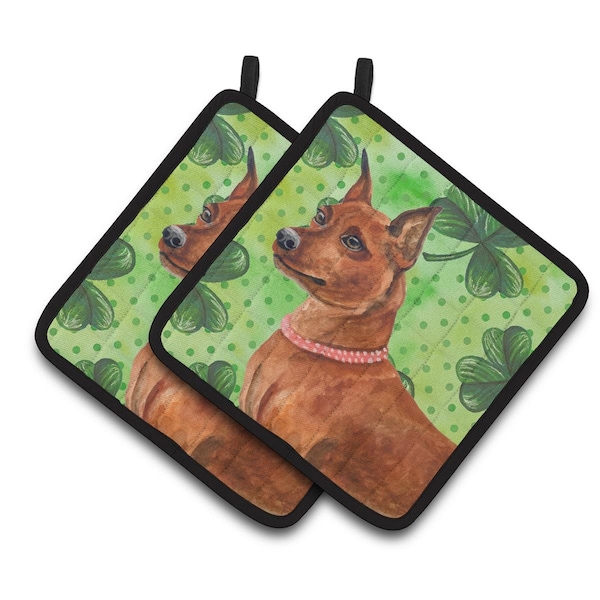 Carolines Treasures Miniature Pinscher St.Patricks Pair of Pot Holders - BB9830PTHD