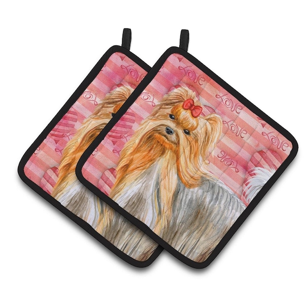 Carolines Treasures Yorkshire Terrier Love Pair of Pot Holders - BB9772PTHD