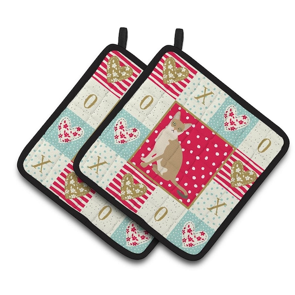 Carolines Treasures 7.5 x 7.5 in. Singapura Cat Love Pair of Pot Holders - CK5789PTHD