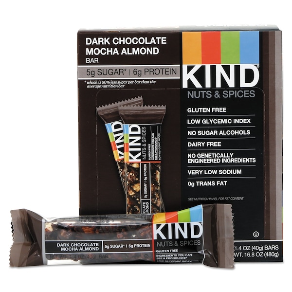 Barra de KIND Nuts/Spices, Chocolate Mocha Almond, 12 piezas - 18554