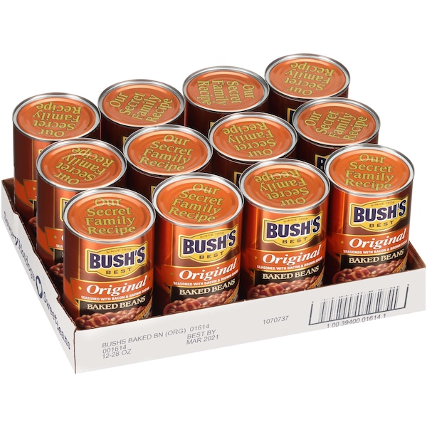 Frijoles Horneados Originales de Bush's Best en lata de 16 oz, paquete de 12 - 01614