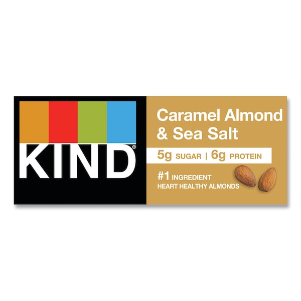 Barra de Frutos Secos y Especias KIND, Caramelo Almendra y Sal Marina, Paquete de 12 - 18533.