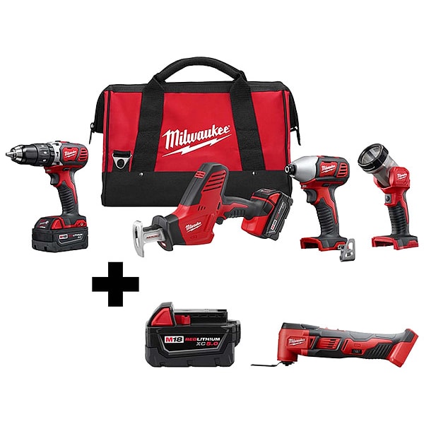 Milwaukee Tool M18 4-Tool Kit, M18 5.0, M18 Multi-Tool - 2695-24, 48-11-1850, 2626-20