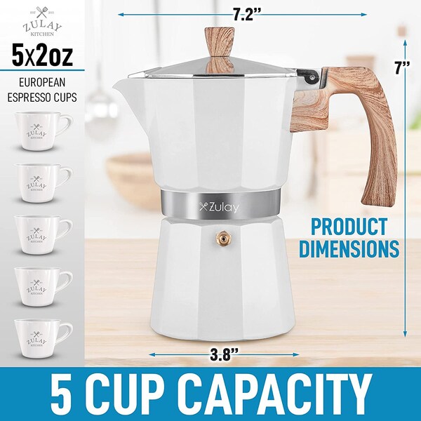 Zulay Kitchen Zulay Moka Pot, 55 Cup  White - ZULB081HZ4JVM