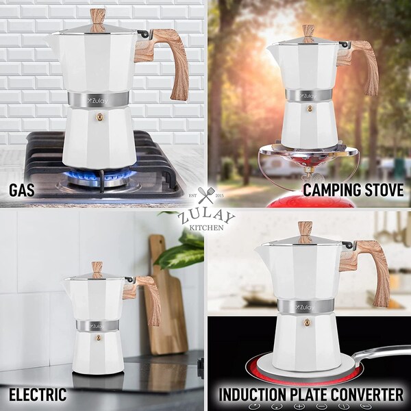 Zulay Kitchen Zulay Moka Pot, 55 Cup  White - ZULB081HZ4JVM