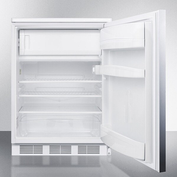 Summit Appliance Div. Summit-Built-In Undercounter Refrigerator-Freezer, White, S/S Door, Lock - CT66LWBISSHH