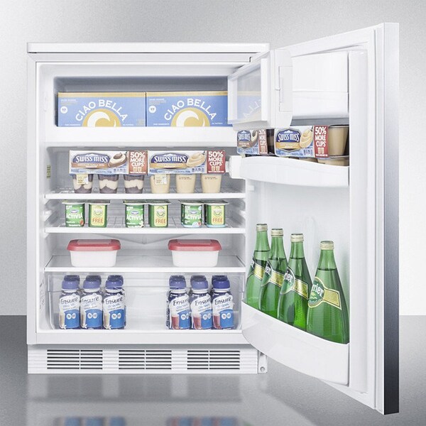 Summit Appliance Div. Summit-Built-In Undercounter Refrigerator-Freezer, White, S/S Door, Lock - CT66LWBISSHH