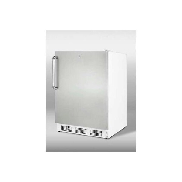 Summit Appliance Div. Summit-ADA Comp Refrigerator-Freezer For Freestanding Use, Lock, White, S/S Door,  - CT66LWSSTBADA