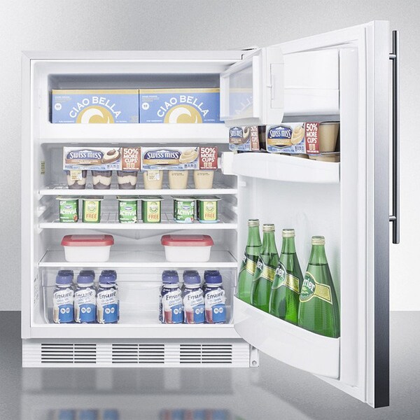 Summit Appliance Div. Summit-ADA Comp Built-In Refrigerator-Freezer, Lock, White, S/S Wrapped Door - CT66LWBISSHVADA