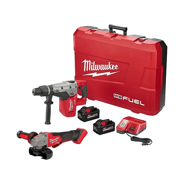 Milwaukee Tool M18 FUEL Rotary Hammer Kit+M18 Grinder - 2717-22HD, 2888-20