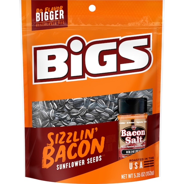 Semillas de girasol Bigs Bigs Sizzlin' Bacon de 5.35 oz. Bolsa, paquete de 12 - 9688700221