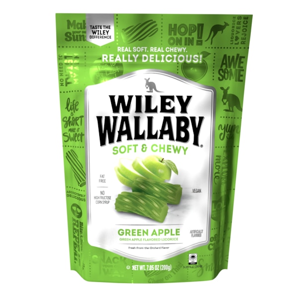 Wiley Wallaby Regaliz Manzana Verde 7.05 oz., Paquete de 12 - 120072