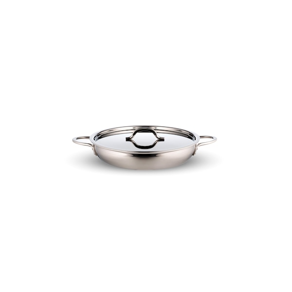 Bon Chef Country French-Two Tone S/S Saute Panskill W/Cov Dbl Hndl 101/8"D X 17/8"H 2Ea 2" Rnd Hndls 1Qt 20Oz - 60304-2ToneSS