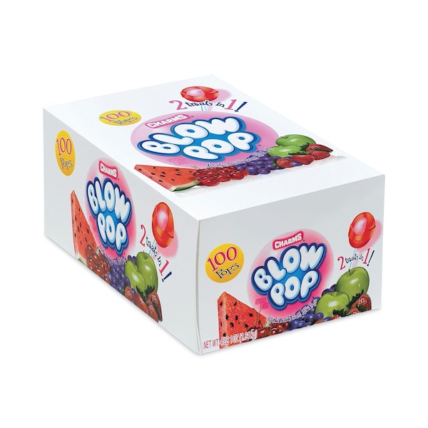 Paletas Charms Blow Pops, Sabores Variados, Caja de 4 lb 1 oz, paquete de 100 - 295095