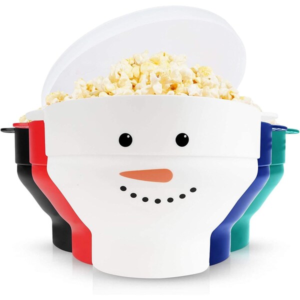 Zulay Kitchen Zulay Popcorn Popper Snowman Design  White Silicone - ZULB08BF898FP