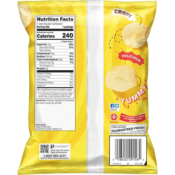 Lays Lay's Papas Fritas Regulares de 1.5 oz, Paquete de 64 - 44359