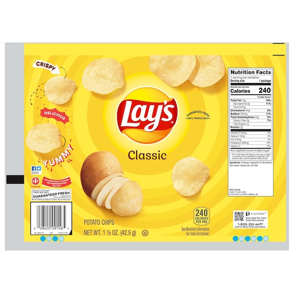 Lays Lay's Papas Fritas Regulares de 1.5 oz, Paquete de 64 - 44359