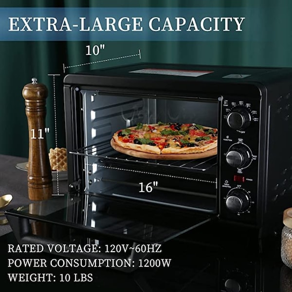 Ipower Toaster Oven with 20Litres capacity，16x13in，black - HIOVEN20L16X13B