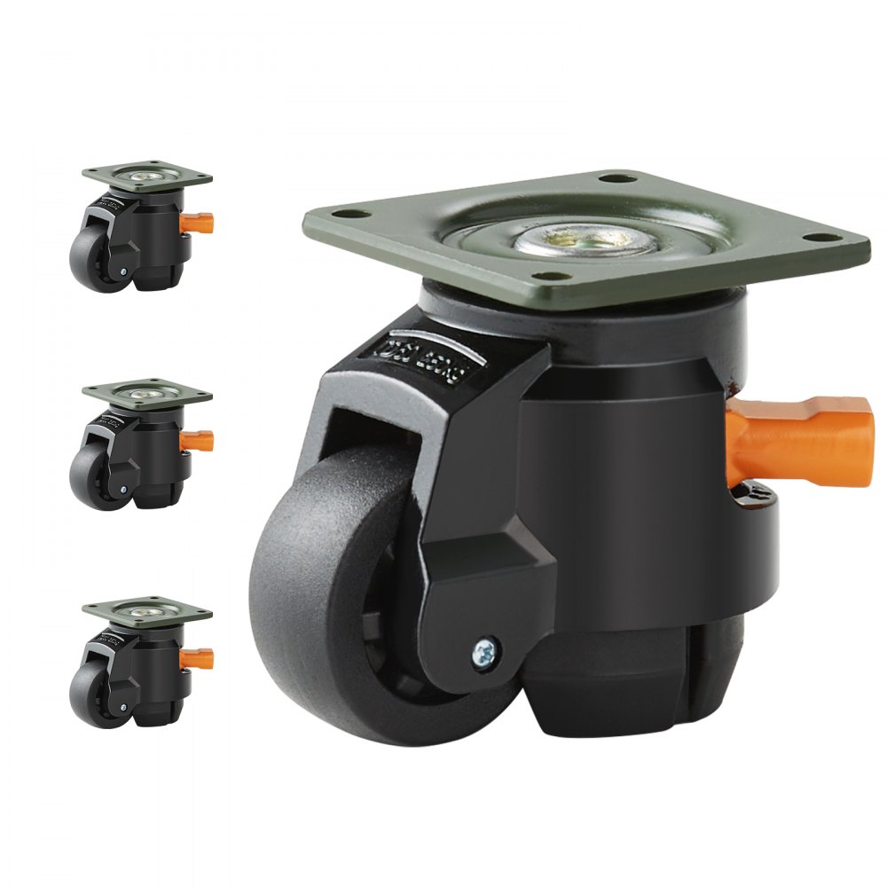 VEVOR Leveling Casters, 4-Pack Heavy Duty 360° Swivel Caster Wheels Hold up to 1100 lbs Load, 2 inches Caster Diameter, Adjustable Casters with Upgraded Handle Design and Feet for Workbench & Machine - DJJLBSDJPBS4QUJMHV0