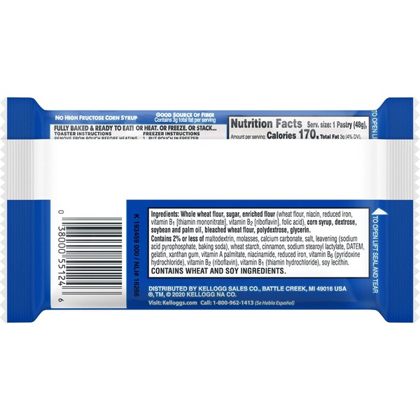 Producto Horneado Integral de Azúcar Morena y Canela con Glasé Kellogg's de 1 Pieza, Paquete de 120 - 3800055122