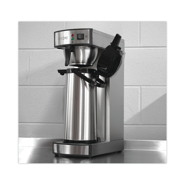 Coffee Pro Air Pot Brewer, 75 oz, 8.75 x 14.75 x 21.25, Stainless Steel - CPRLA