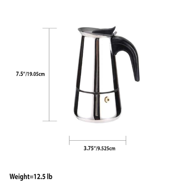 Home Basics Home Basics 6 Cup Stainless Steel Espresso Maker, Silver - ZOR96086
