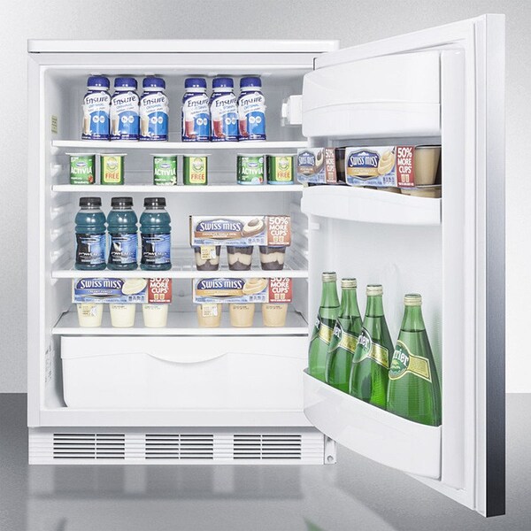 Summit Appliance Div. Summit  Built In Undercounter All Refrigerator 5.5 Cu. Ft. White/Stainless Steel - FF6WBISSHH