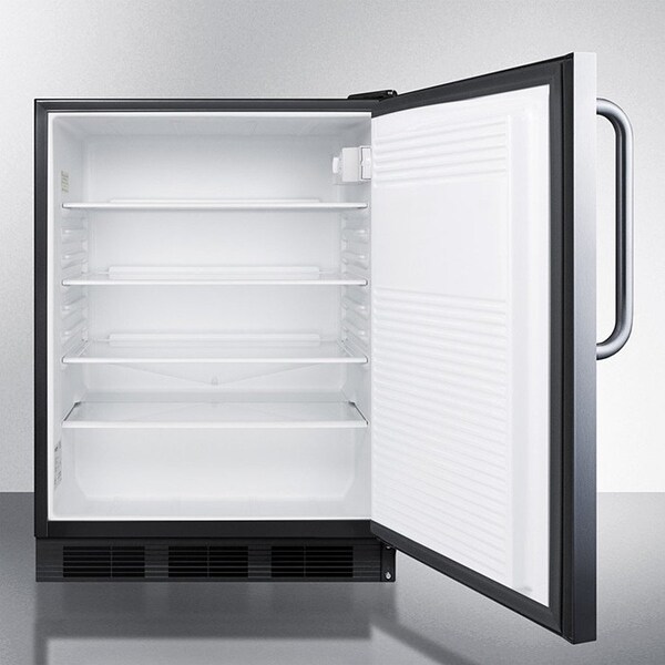 Summit Appliance Div. Summit-Freestanding All-Refrigerator, Black Exterior, S/S Door, Towel Bar Handle - FF7BKSSTBADA