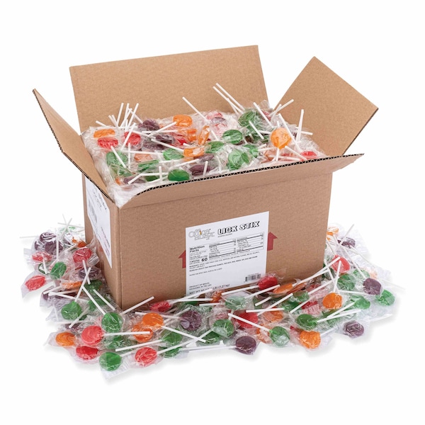 Botanas de oficina. Paleta Lick Stix, sabores surtidos al azar, bolsa de 5 libras - 00654.