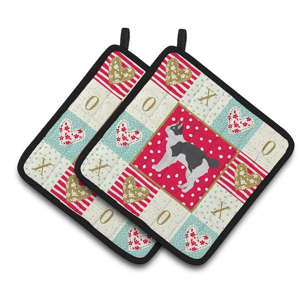 Carolines Treasures 7.5 x 7.5 in. Japanese Bobtail Cat Love Pair of Pot Holders - CK5627PTHD