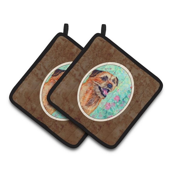 Carolines Treasures Border Terrier Pair of Pot Holders, 7.5 x 3 x 7.5 in. - 7228PTHD