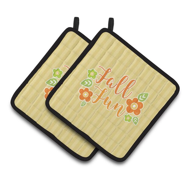 Carolines Treasures Fall Fun Stripes Pair of Pot Holders - BB6918PTHD