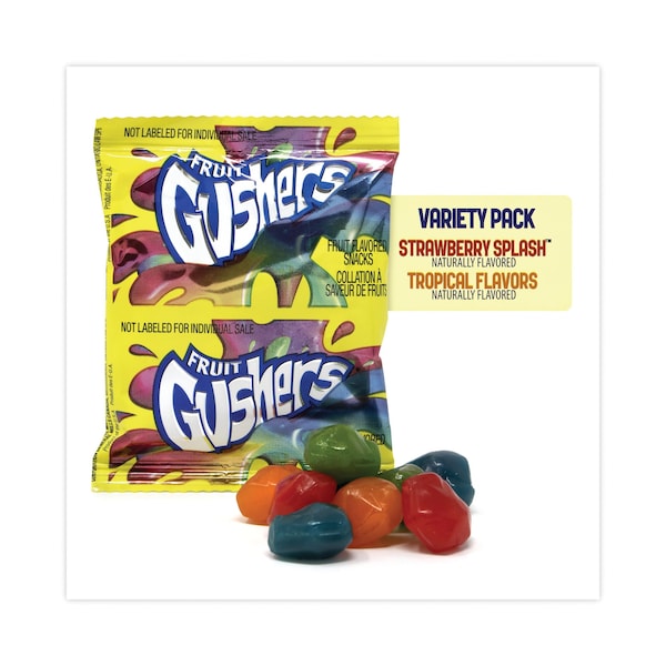 Betty Crocker Fruit Gushers Fruit Snacks, Sabores de Fresa y Frutas Tropicales, 0.8 oz, Paquete de 42, 42 Paquetes - 14698