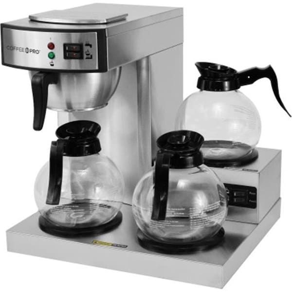 Bakeoff 2.32 qt. 3-Burner Commercial Coffee Brewer; Silver - BA1627511