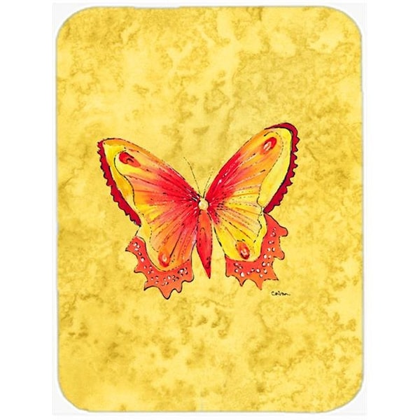 Carolines Treasures Carolines Treasures 8857LCB Butterfly On Yellow Glass Cutting Board - Large - 8857LCB