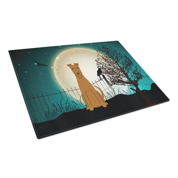 Carolines Treasures Halloween Scary Irish Terrier Glass Cutting Board, Large - BB2252LCB