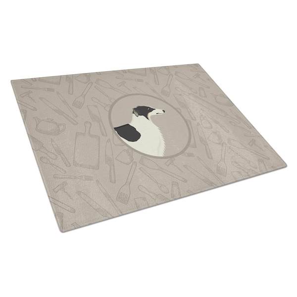Carolines Treasures Borzoi in the Kitchen Glass Cutting Board Large - CK2171LCB