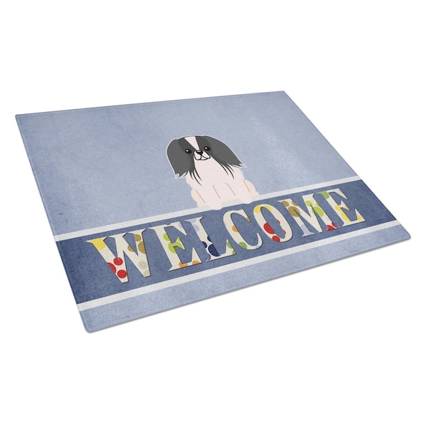Carolines Treasures Pekingnese Black & White Welcome Glass Cutting Board Large - BB5686LCB
