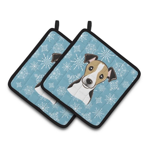 Carolines Treasures Snowflake Jack Russell Terrier Pair of Pot Holders, 7.5 x 3 x 7.5 in. - BB1695PTHD