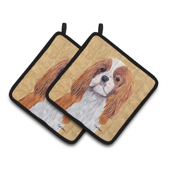 Carolines Treasures Cavalier Spaniel Wipe Your Paws Pair of Pot Holders, 7.5 x 3 x 7.5 in. - SC9118PTHD