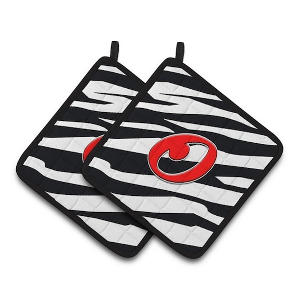 Carolines Treasures Monogram Initial O Zebra Red Pair of Pot Holders, 7.5 x 3 x 7.5 in. - CJ1024-OPTHD