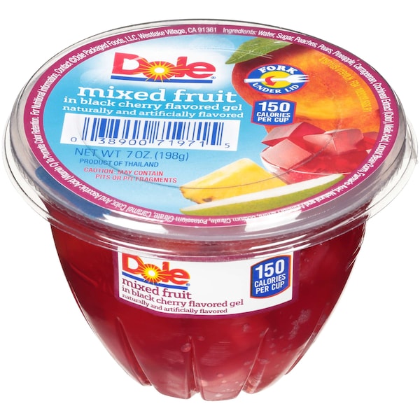 Dole Dole Frutas Variadas en Gel de Cereza Negra 7 oz. Tazón de Plástico, Paquete de 12 - 71971
