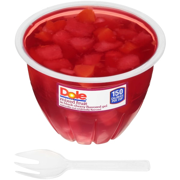 Dole Dole Frutas Variadas en Gel de Cereza Negra 7 oz. Tazón de Plástico, Paquete de 12 - 71971