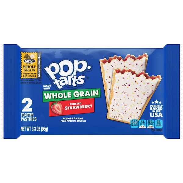 Galleta de fresa integral glaseada Kellogg's Pop-Tarts 2 piezas, paquete de 72 - 3800055133
