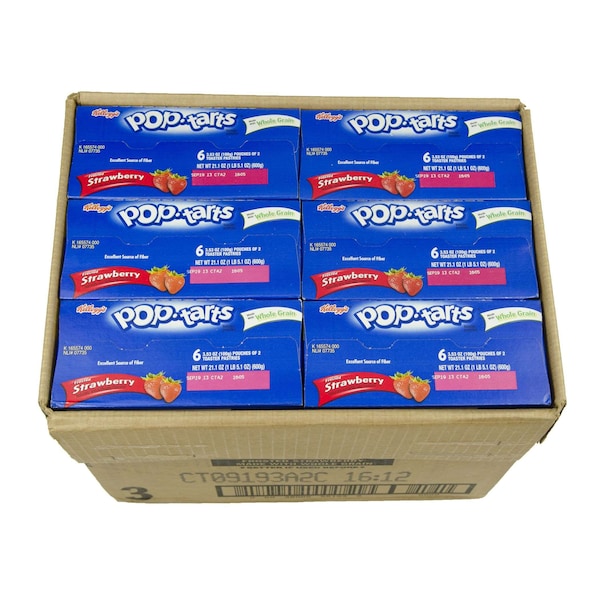 Galleta de fresa integral glaseada Kellogg's Pop-Tarts 2 piezas, paquete de 72 - 3800055133